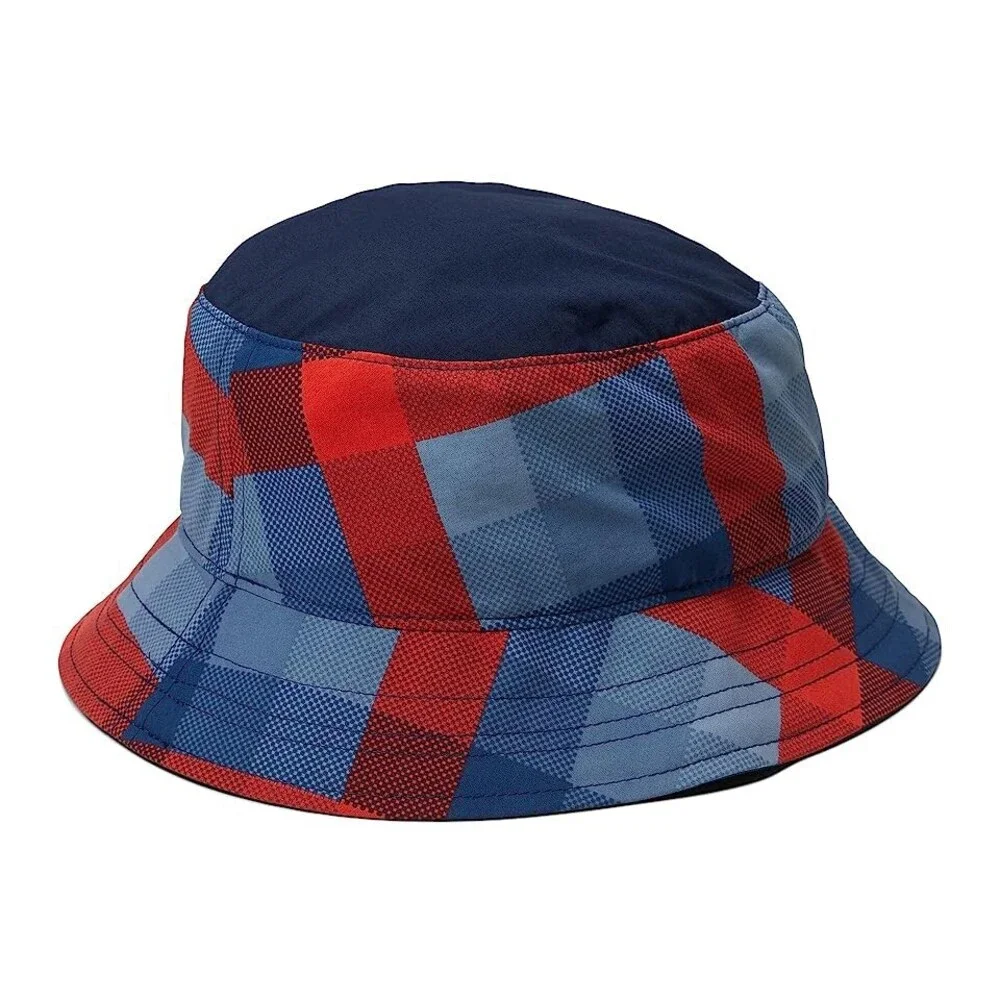 Columbia PFG Bucket Hat Kids Small Multicolor Plaid Wide Brim Outdoor Cap JDM563